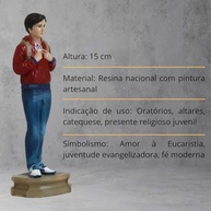 Imagem de Carlo Acutis em Resina Nacional 15 cm - Símbolo de Fé e Proteção para o Lar - imagem 4
