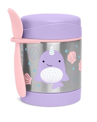 Pote Térmico Skip Hop Zoo Baleia Narval com Talher Embutido - 325ml, Aço Inox, Azul - imagem 1