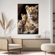 Quadro Decorativo Leoa com Filhotes da Savana 40x60cm - Tecido Premium com Impressão HD - imagem 2
