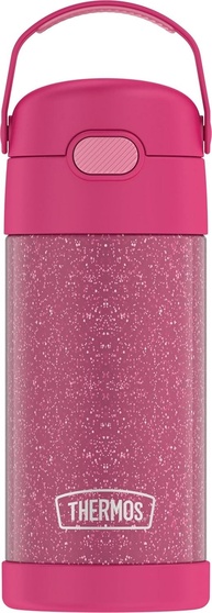 Garrafa Infantil Térmica Rosa Gliter 355ml - Thermos Funtainer com Canudo e Alça - imagem 1