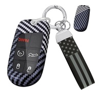 ontto Capa de chave com padrão de carbono adequada para Jeep Grand Cherokee Smart Remote Key Fob para Chrysler 200 300 acessórios de carro - imagem 2
