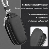 Protetor de chaveiro de carro de couro PU elegante com zíper e chaveiro, capa universal para chave de carro para carro SUV - imagem 4
