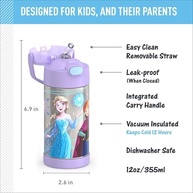 Garrafa THERMOS FUNTAINER com Canudo - 340g - Aço Inox Isolado a Vácuo com Design Frozen 2 - imagem 3
