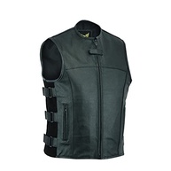 Leatherick Colete masculino de couro estilo guerreiro para motociclista com bolsos ocultos para transporte - imagem 1