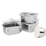 Bakpoco Recipientes para Lanche de Aço Inoxidável 304 - Pacote com 3 + Recipiente de Molho | Seguro para Micro-ondas, à Prova de Vazamento - imagem 1
