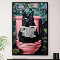Quadro Decorativo Banheiro Gato Gatinho A4 23x33cm - Moldura Premium com Impressão em Alta Definição - imagem 1