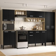 Cozinha Completa Arizona Plus com Armário e Balcão Carraro - Design Moderno em Carvalho/Preto - imagem 2