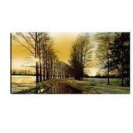 Quadro Decorativo Paisagem do Pôr do Sol com Árvores de Outono 55x100cm - Transforme seu Ambiente com Estilo e Calor - imagem 2