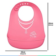 Buba Babador de Silicone com Pega Migalhas - Menina Rosa | Proteção e Estilo para Bebês - imagem 3