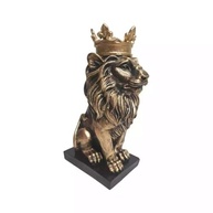 Estatueta Leão com Coroa Dourada - Resina Premium com Base Preta - imagem 3
