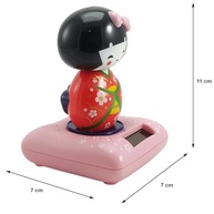 Boneca Kokeshi Solar Vermelha - Cabeça Móvel com Energia Solar, Decoração Japonesa Tradicional para Sorte e Charme - imagem 3