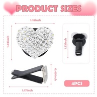 4 Clipes de Ventilação de Carro Coração com Strass Brilhante - Decoração Premium - imagem 3