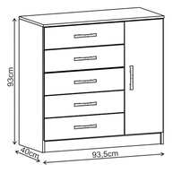Cômoda Sapateira Zurique 1 Porta 5 Gavetas - Design Elegante e Funcionalidade Moderna - imagem 3