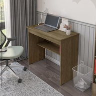 Escrivaninha com Gaveta e Prateleira Organizadora – Mesa de Computador Moderna para Estudo e Escritório (Branco) - imagem 3