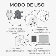 Adaptador Universal de Tomada: Conecte Globalmente UK/EU no Brasil Bivolt! - imagem 5
