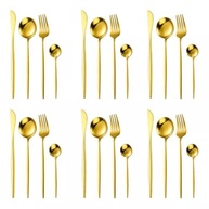 Conjunto de Talheres 24 Peças Dourado Premium - Aço Inoxidável com Design Moderno - imagem 4