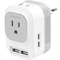 Adaptador de Tomada Universal Mapambo: Converte Voltagem EUA para Europa com Carregamento Rápido 2 USB-A + 2 USB-C - imagem 2