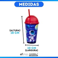 Copo com Canudo e Tampa 550ml Estampas Variadas - Astronauta | Seguro, Divertido e Ideal para Crianças - imagem 4