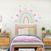 Adesivo de Parede Infantil Arco-Íris com 06 Corações e Estrelas - Decoração Lúdica e Colorida para Quarto de Criança - imagem 3