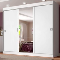 Guarda-Roupa Casal Napoli 3 Portas de Correr com Espelho - Design Moderno e Espaçoso - imagem 1