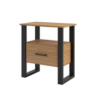 Mesa de Cabeceira Moderna com 1 Gaveta Dalla Costa - Design Freijó/Preto Fosco - imagem 2