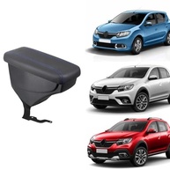 Apoio de Braço Courvin Grafite c/ Costura Azul para Sandero, Logan e Stepway (Sem Console) - Conforto e Estilo - imagem 3