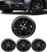 Jogo 4 Calotas Esportivas Street Aro 14 Preto Brilhante - Fiat Novo Uno, Argo, Cronos, Strada e Mais! - imagem 2