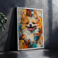 Quadro Decorativo Cachorro Lulu da Pomerânia Colorido - Arte Moderna Estilo Pop com Moldura - imagem 5