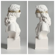 Busto de Dama da Justiça em Mármore Branco com Venda Dourada - 21cm - Escultura Clássica para Escritório de Advocacia - imagem 4