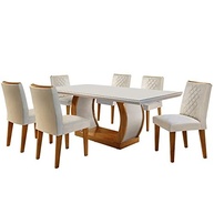Conjunto Sala de Jantar Luanda 180x80cm com 6 Cadeiras - Mesa em Vidro e MDF, Design Moderno e Sofisticado - imagem 4