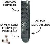 Filtro de Linha Régua com 6 Tomadas Bivolt: Proteção e Praticidade para Seus Aparelhos - imagem 3