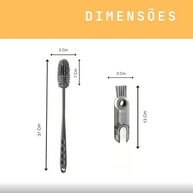 Escova de Limpeza com Cabo Longo e Mini Escova de Precisão - Ideal para Garrafas Térmicas, Squeezes e Válvulas - imagem 3