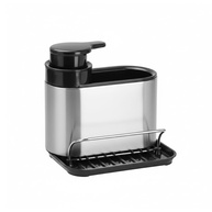 Organizador de Pia com Dispenser de Detergente em Aço Inox – Porta Esponja e Suporte para Pano de Limpeza - imagem 1