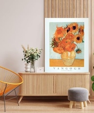 Pôster de Arte Floral com Girassóis em Vaso | Impressão de Qualidade para Decoração de Parede (40,64 x 50,8 cm) - imagem 2