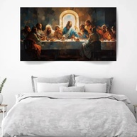Quadros Decorativos Santa Ceia 100x70cm - Canvas Premium com Moldura de Madeira Maciça - imagem 3