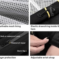 Conjunto de Jaqueta e Calça Esportiva, Capa de chuva impermeável para motocicleta masculino e feminino, jaqueta e calça com bolsa de armazenamento, Tecido Respirável, Preto e Verde (Tamanho M) - imagem 5