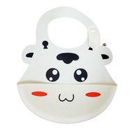 Babador de Silicone Infantil com Design de Vaquinha Pega Migalhas Branco - imagem 1