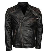 Jaqueta masculina de couro envelhecido vintage de couro envelhecido caveira e ossos, Crânio em relevo preto, 5G - imagem 4