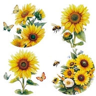 Adesivos de Janela de Girassol - 4 Unidades | Decalques Decorativos Removíveis para Porta e Vidro | Proteção contra Pássaros - imagem 2