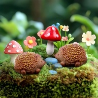 Conjunto de 3 Peças de Enfeites de Jardim em Miniatura - Fadas, Ouriço e Cogumelo para Vasos e Decoração DIY - imagem 5