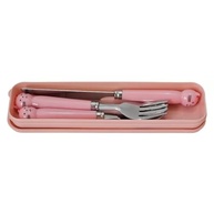 Jogo de Talher Inox Portátil 3 Peças com Estojo Rosa - Colher, Garfo e Faca para Viagem, Trabalho e Escola - imagem 5