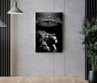 Quadro Decorativo Leão de Judá 85x60cm - Tela Canva com Armação de Madeira Preta e Branca - Arte Cristã para Sala e Escritório - imagem 5
