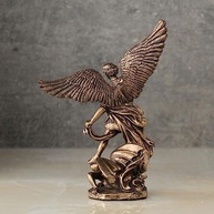 Estatueta de São Miguel em Resina com Acabamento Bronze - 10cm - Veronese Design - imagem 5