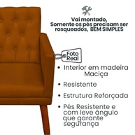 Poltrona Decorativa com Puff resistente moderno para sala de estar Recepção (Terracota) - imagem 4