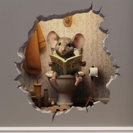 Decalque de Buraco de Parede de Mouse 3D - Adesivo Divertido para Crianças e Decoração - imagem 1