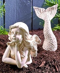 Estátua de Sereia em Cerâmica - 2 Peças para Decoração Náutica de Jardim - imagem 2