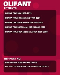Motor de Arranque OLIFANT para Honda TRX250 Recon/FourTrax/SportTrax (1997-2019) - Potência e Confiabilidade - imagem 3