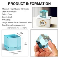 Cubo de Cristal K9 Óptico Ciano - Prisma Decorativo com Brilho Refinado - imagem 4
