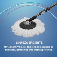 Mop Giratório Safe Pro com Centrífuga 360° e Refil de Microfibra - Limpeza Profissional em Todos os Pisos - imagem 5