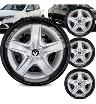 Jogo de Calotas Aro 15 4x100 Design Sandero com Emblema Preto - Renove Seu Carro! - imagem 2